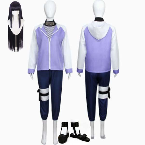 NARUTO 日向ヒナタ コスプレ 衣装 ウィッグ フルセット NARUTO -ナルト- 疾風伝 風 日向ヒナタ コスプレ衣装 ウィッグ 靴