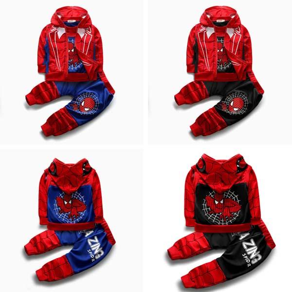 子供服 スパイダーマンパーカー 男の子 女の子 上下セット 男女兼用 ３点セット キッズ ジャージ スーパーヒーローコスチューム
