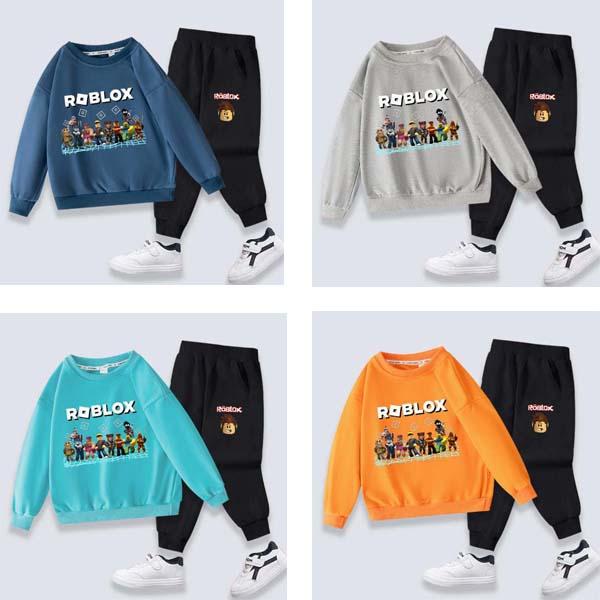 Roblox キッズパーカー 春秋用上下セット 男の子向け キャラクター柄 ゆったりシルエット トップス＆スウェットパンツ 2 点セット