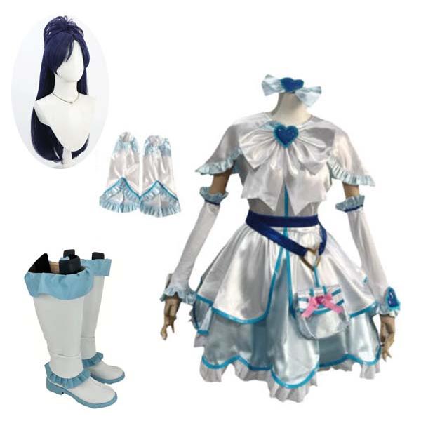 ふたりはプリキュア Max Heart 風 雪城ほのか キュアホワイトコスプレ衣装 ウィッグ靴変装 仮装 コスチューム撮影ハロウィンコスチューム クリスマス 舞台装