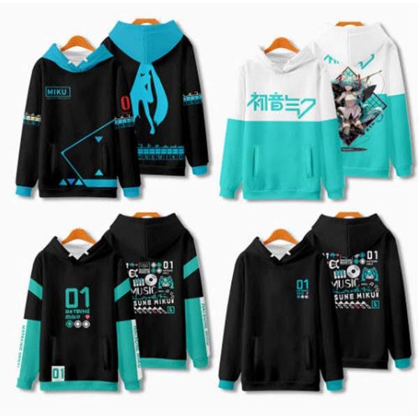 初音ミクHatsune Miku 風 パーカー 子供 大人用 衣装 薄手 春秋 日常 長袖 コート着 スウェット フード付き 誕生日 プレゼント イベント 衣装 男女兼用