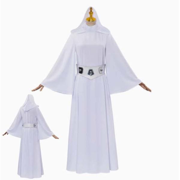 スター・ウォーズ レイア姫 ホワイトロングドレス 女性向けコスプレ ステージ演技衣装 ロールプレイ服