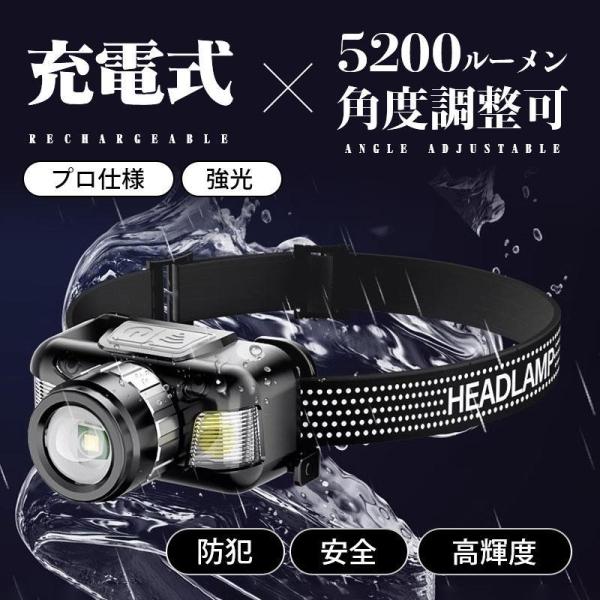 ヘッドライト 充電式 LED 作業用 ヘッドランプ 軽量 キャンプ 釣り 作業 地震 停電 非常時用 高輝度 センサー感応 防水 作業灯 防災グッズ