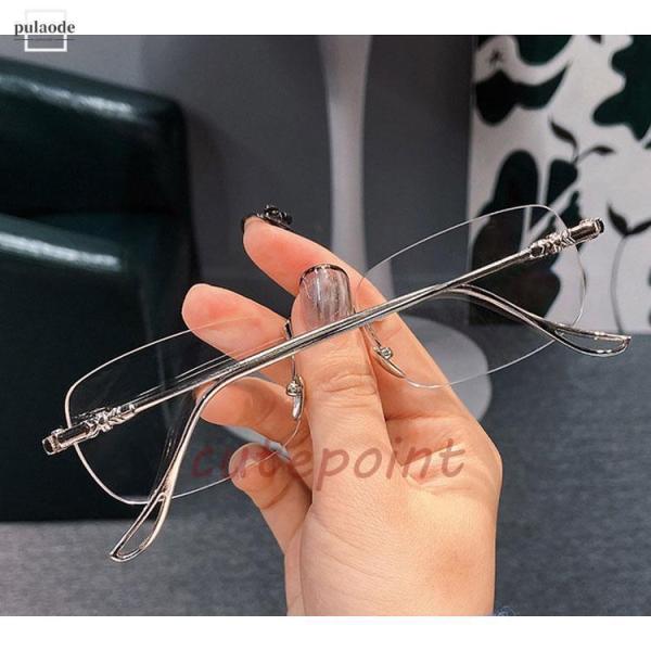 メガネ メンズ レディース お洒落 度付き 老眼鏡 乱視 ふちなし ブルーライトカット めがね 眼鏡 軽い ファッションメガネ フリーサイズ 軽量