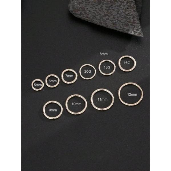 16G/18G/20G インプラントグレードチタン製ヒンジフープピアス - 軟骨ピアス、鼻ピアス、鼻中隔ピアス、シームレスクリッカーフープ、ミニフープ