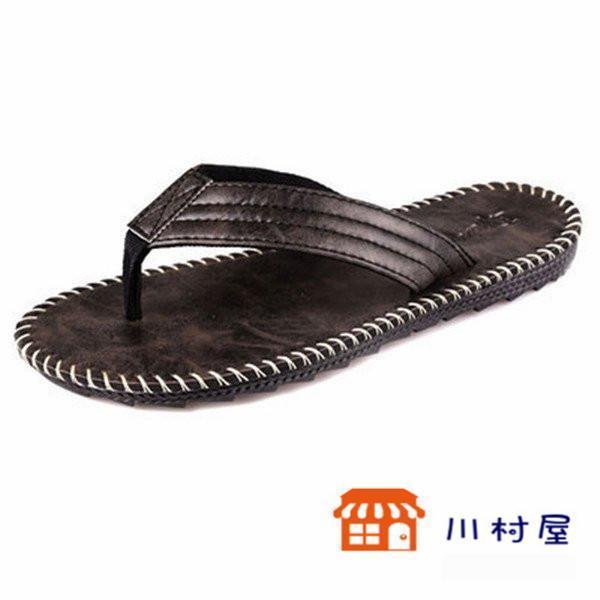 レザーサンダル メンズ トングサンダル PU 革 合皮 ビーチサンダル