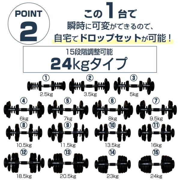 �ώ��_���x�� �A�W���X�^�u���_���x�� 24kg�~2�Z�b�g ���b�h 2.5-24kg 15�i�K���� �d�ʕύX �_�C�A���� �É��݌v ��p��t�� ���i�摜3