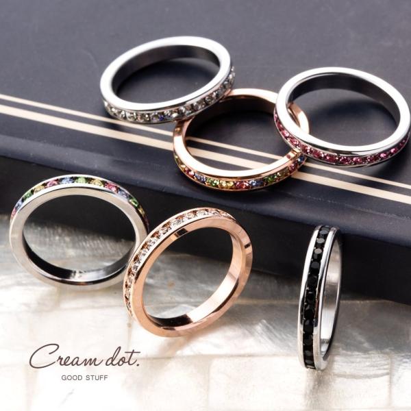 リングの全周にとぎれることなく並んでいるので「永遠の愛の象徴」といわれているエタニティーリング。リング幅が均一でスリムなので他のリングとの重ねづけも楽しめ、毎日愛用していただけるリングです。贈り物としても◎■サイズリング幅 0.3cmリング...