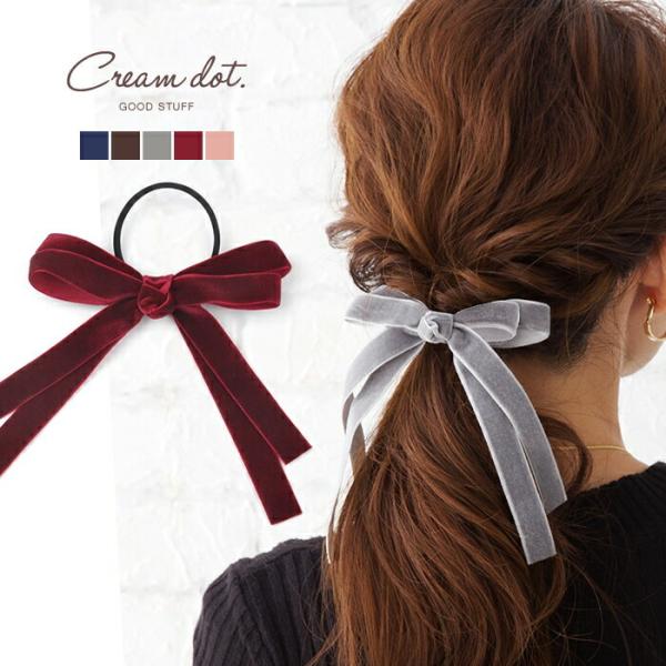 チェリーピンク✕ネイビー】ラインリボン♡ヘアゴム