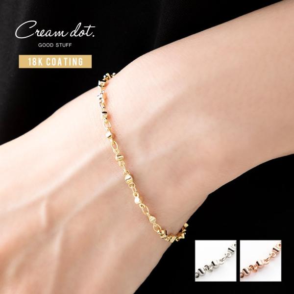 【本日限定！全品ポイント5倍】金属アレルギー対応 ブレスレット ニッケルフリー 18kコーティング 大人 上品 エレガント 華奢 シンプル フェミニン