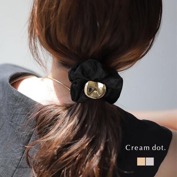 ヘアアクセサリー 髪留め ファッション小物 ヘアゴム ラムスキン 白 creeam_k01446