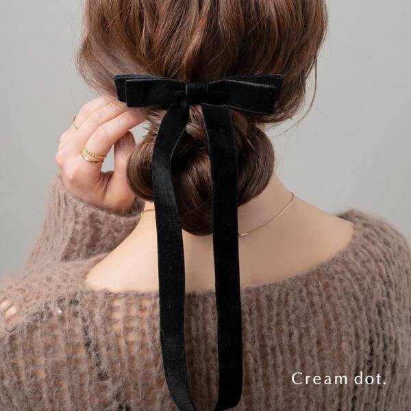 Cream dot.（クリームドット） バレッタ ロングリボン ベロア