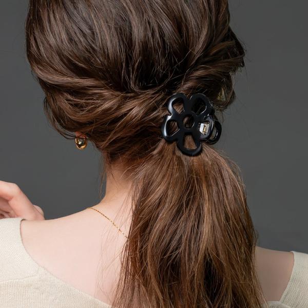 【最大30％OFF×全品送料無料】ヘアクリップ バンスクリップ フラワー 透かし 小さめ 挟むだけ しっかり留まる 定形外郵便 outlet
