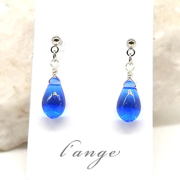 L'ange（ランジュ） イヤリング サファイアブルー 雫 イヤリング 青