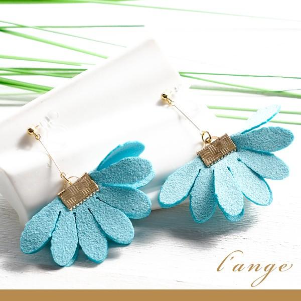ハンドメイド 青とオレンジの花柄ピアス 0_7ac63f728f89328ed0ca7e6e5dd3