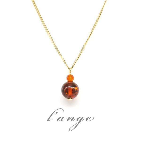 L'ange（ランジュ） ネックレス 琥珀 アンバー 7mm カーネリアン