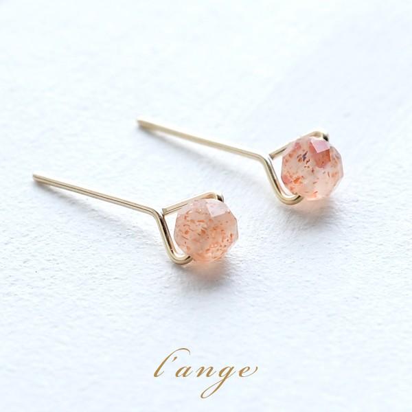 L'ange（ランジュ） 天然石 サンストーン K14gf ピアス レディース