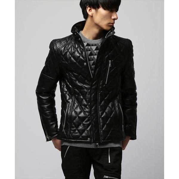 送料込 極美品 Black by VANQUISH 定価61560円 羊革 ダイヤキルト 