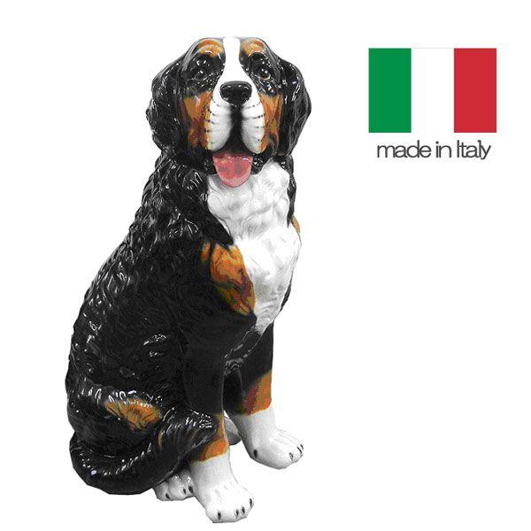 イタリア製 陶器 置物 犬 バーニーズ・マウンテン 置き物 : クレセント 