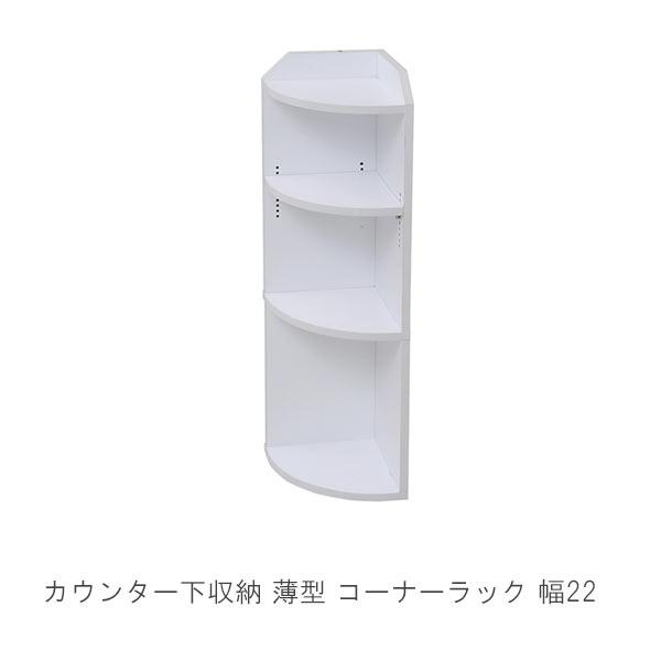 カウンター下収納 薄型 コーナーラック 幅22 奥行22 シンプル コーナー 