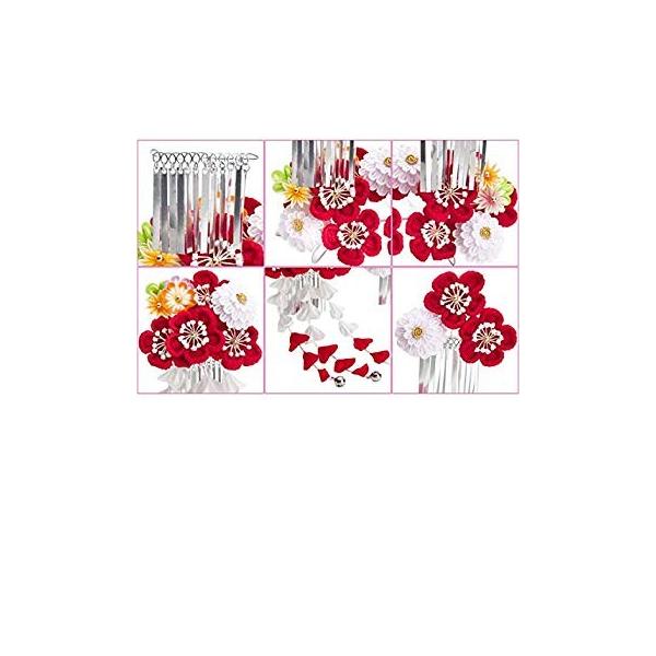 七五三髪飾り かんざし つまみ細工 子供 髪型 着物 和装 花簪 正月 7歳 753 Apaproduction Fr