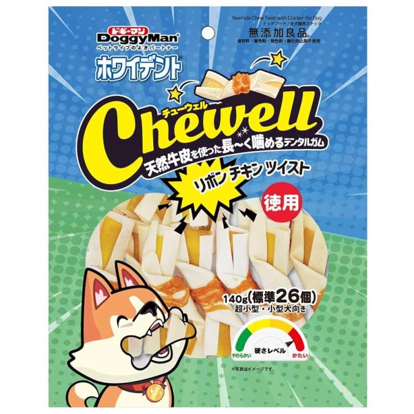 ドギーマン ホワイデント Cｈｅｗｅｌｌ リボンチキンツイスト 徳用 140ｇ(標準26個)