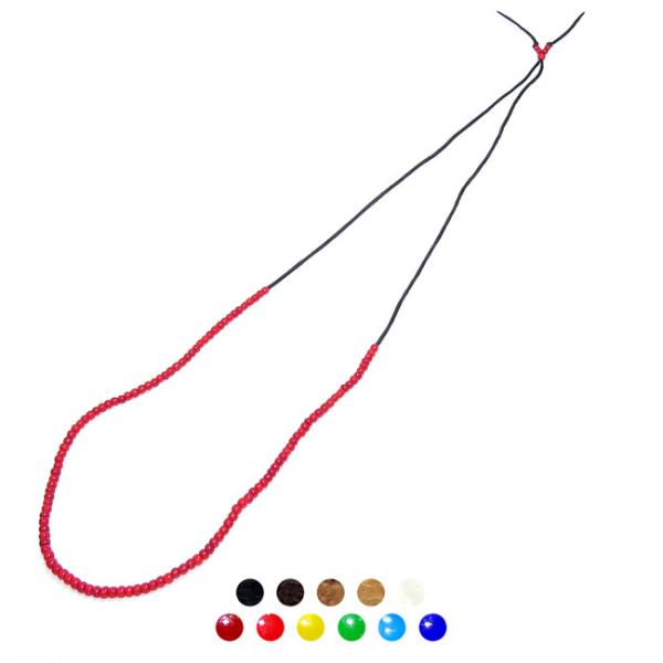 ネックレス サイズ約45cm〜  ホワイトハーツ ガラスビーズ 鹿革ヒモ 国産 日本製 プレゼント ギフト web104