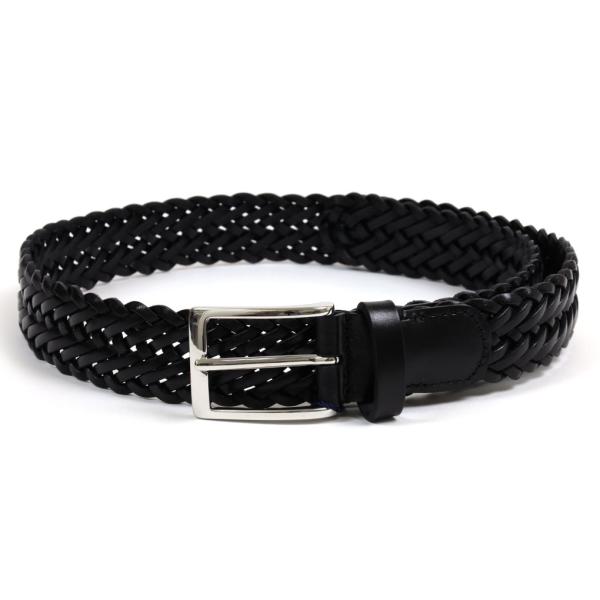 Anderson's ブラック 編み込みベルト　美品 アンダーソンズ レザーメッシュベルト 30mm ブラック Anderson's 0509