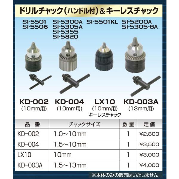 信濃機販（シナノ）ドリルチャック（ハンドル付）（SI-5200A/5305-8A用