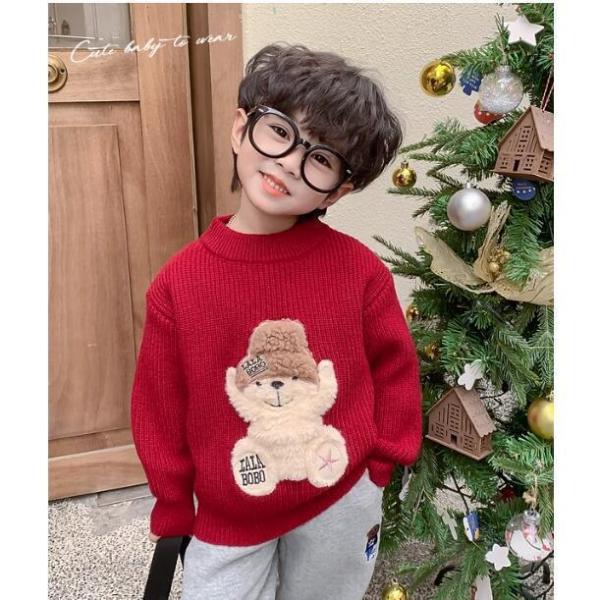 ポイント消化 キッズ クリスマスセーター キッズ ニット クリスマスツリー柄 防寒 キッズ 子供 ス ニット 長袖 クリスマス プレゼント パーティ