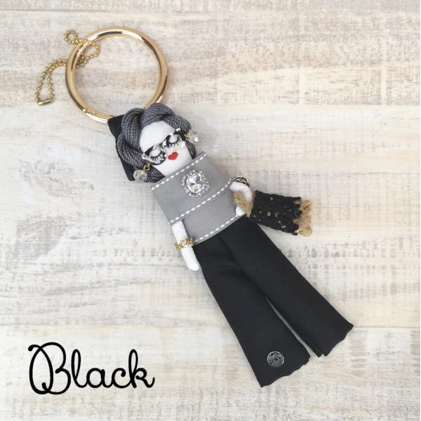 レディース バッグチャーム キーホルダー 人形 ドールチャーム めがね  