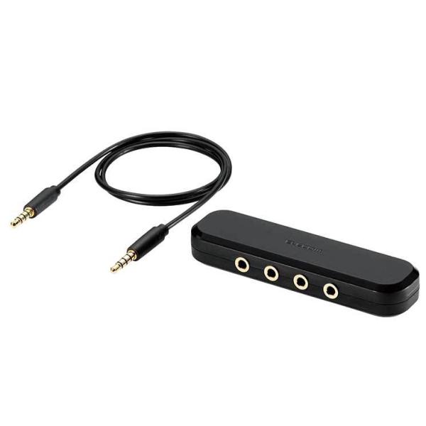 オーディオ出力を3分配できる!複数端末音のミックスや、最大3つのイヤホンに音楽の分配ができる4極対応3.5φアナログ分配アダプター。■対応機種：3.5φミニプラグを搭載したヘッドフォン・イヤフォン及び、3.5φミニプラグを搭載したスマートフ...