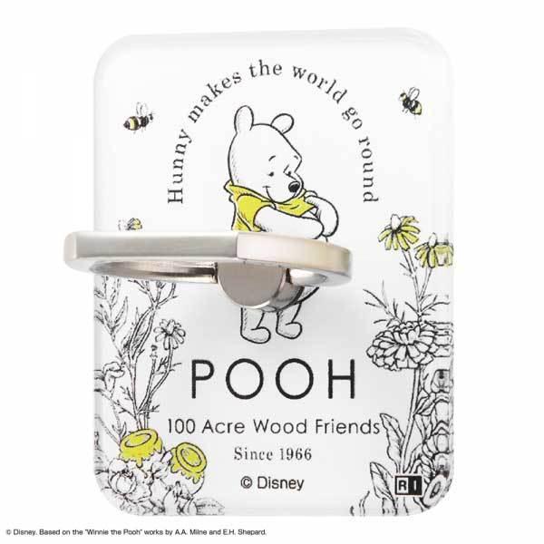 他サイト： スマホリング ディズニー くまのプーさん ボタニカル バンカー ホールド スマートフォン 落下防止 角度 スタンド おしゃれ 可愛い イングレム IJ-DABKR-PO003の商品画像