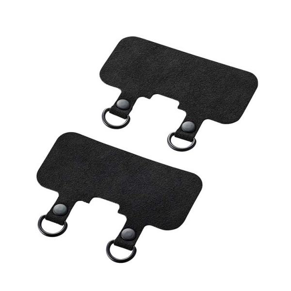 他サイト： スマホ ストラップホルダー シート スピーカー穴用 2口タイプ 2枚入り ストラップシート タグパッチ ブラックの商品画像