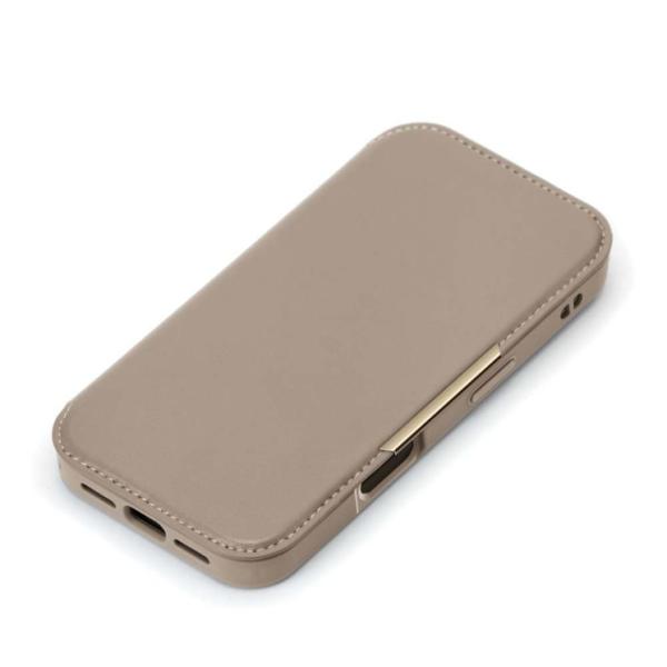 iPhone16 ガラスフリップケース ベージュ  PG-24AGF02BE