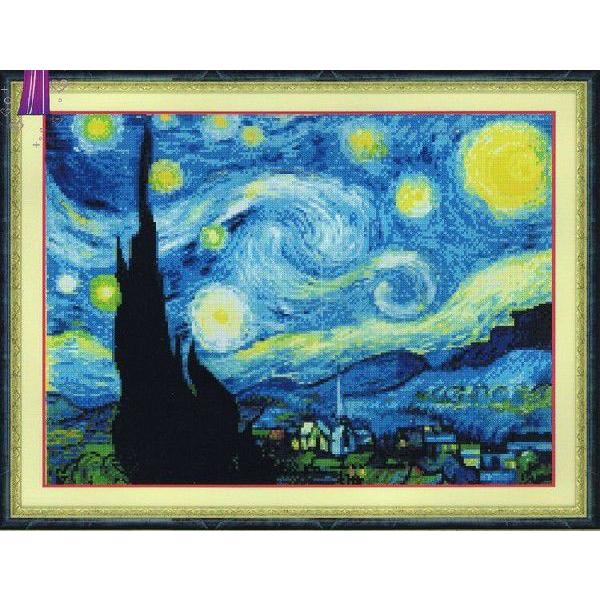 クロスステッチ刺繍キットゴッホ 「星月夜」CSA-786 生地に図案印刷