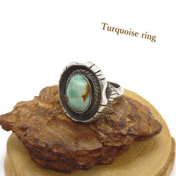 グリーンターコイズ リング インディアンジュエリー INDIAN JEWELRY - RayTafoya レイタフォヤ グリーンターコイズ