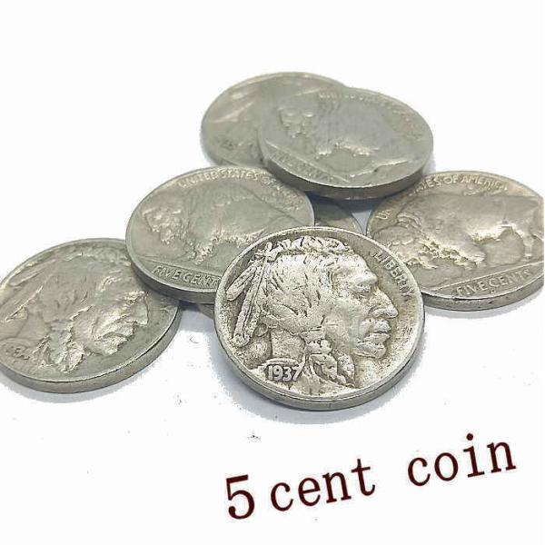 ■coin-4■5セントコイン インディアン&amp;バッファロー【1930〜1937年】本物硬貨 アクセサリー 材料 パーツ クラフト　コンチョ