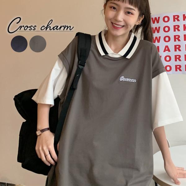レイヤードポロTシャツ BEIGE Re:EDIT ポロシャツ レディース トップス 半袖 ニットトップス