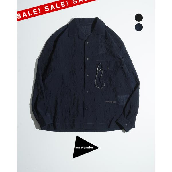 【SALE】and wander ノーカラーシャツ and wander (アンドワンダー) dry linen collarless shirt for