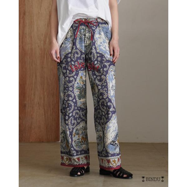 ビンドゥー BINDU イージーパンツ コットンボイル マッププリント  レディース Cotton Voile / Easy Pants BM-80320S26 BM-80320S25 【レビュー企画対象】
