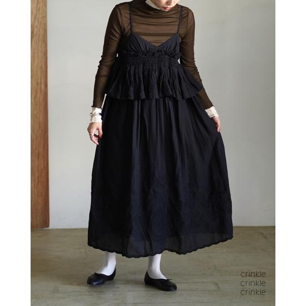 crinkle crinkle crinkle 黒 キャミソールドレス ギャザー crinkle