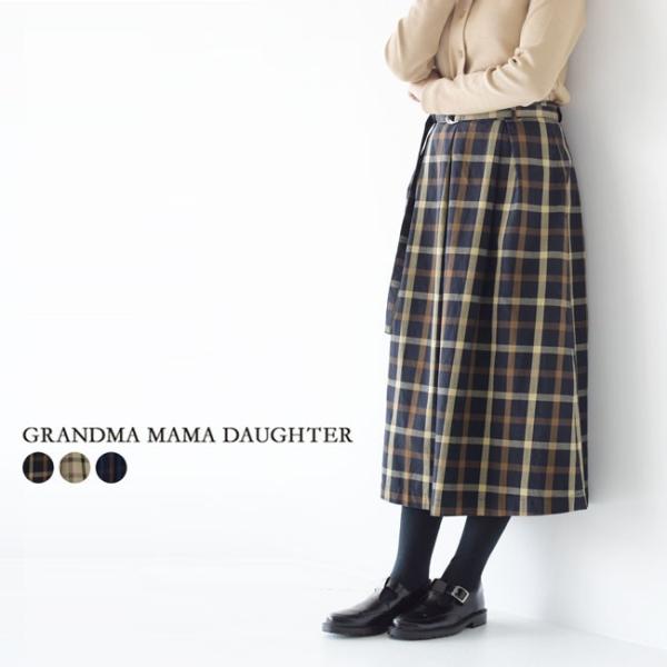 グランマママドーター GRANDMA MAMA DAUGHTER チェック タック フレア