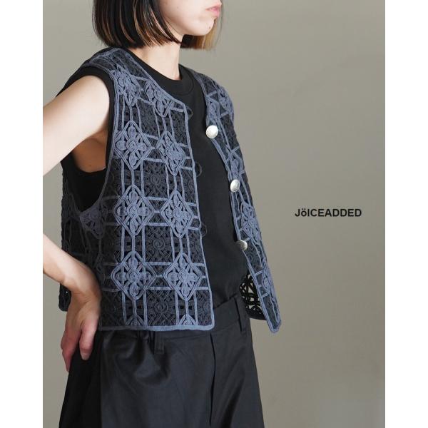 inaRio レザー刺繍ベスト ジョイスアディッド JOICEADDED 刺繍ベスト レディース Embroiderded