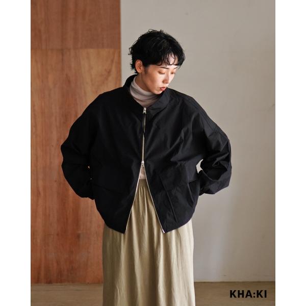 カーキ KHA:KI スタンドカラージャケット リップストップ ワイド 