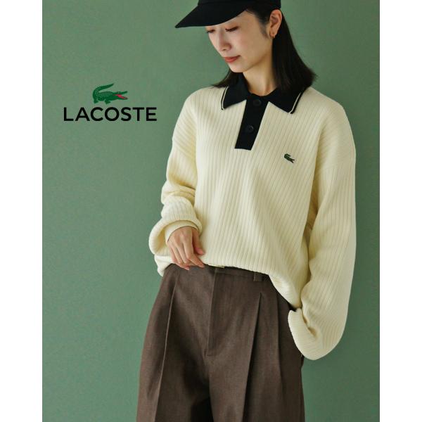 80s ラコステ ニットポロシャツ LACOSTE（ラコステ） セーター ニットポロシャツ KNIT POLO リブ