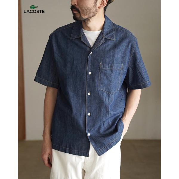 LACOSTE（ラコステ） シャツ デニム 半袖 オープンカラー メンズ