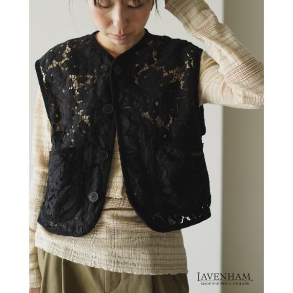 LAVENHAM ソーンハムジレ LAVENHAM（ラベンハム） ジレ ブラックエディション レース クロップド