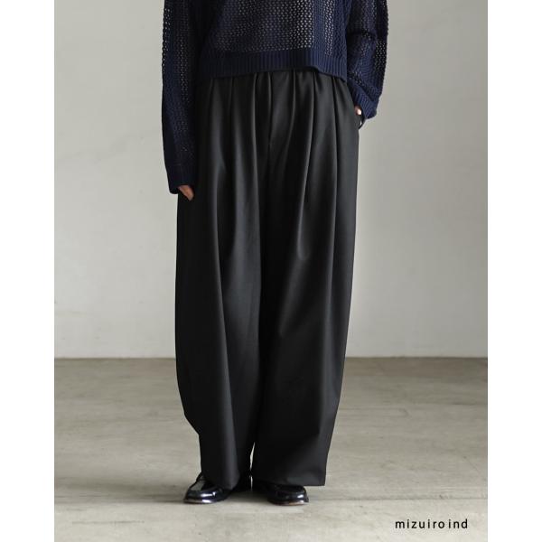 ミズイロインド mizuiro ind イージーパンツ ワイド タック パンツ