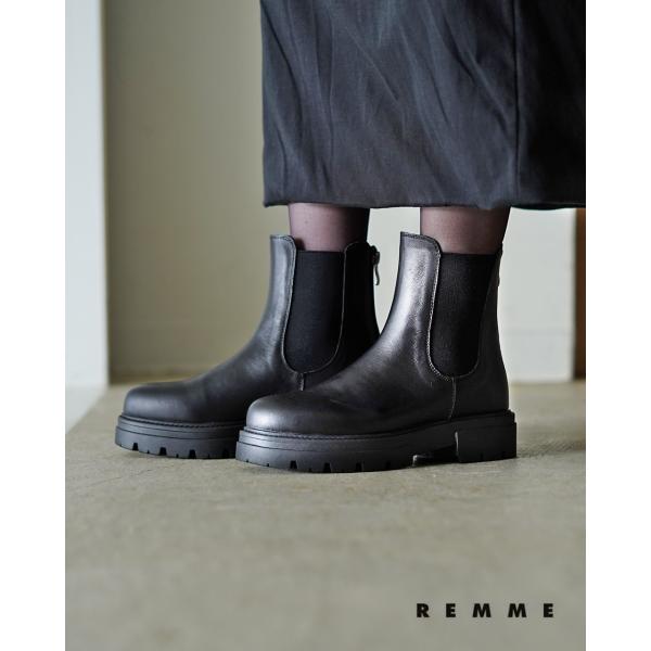 REMME 【ポイント10倍】レメ バックジッパー チェルシーブーツ 厚底